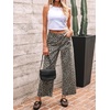 image:imageCHARTOU Women Leopard Wide Leg Jeans Baggy Elastic Waist Frayed Hem Denim Cheetah Print Pants with PocketsLeopard