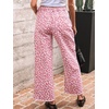 image:imageCHARTOU Women Leopard Wide Leg Jeans Baggy Elastic Waist Frayed Hem Denim Cheetah Print Pants with PocketsPink