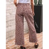 image:imageCHARTOU Women Leopard Wide Leg Jeans Baggy Elastic Waist Frayed Hem Denim Cheetah Print Pants with PocketsWine