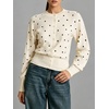 image:imageCHARTOU Women Polka Dot Cardigan Sweater Crewneck Button Down Long Sleeve Crop KnitwearBeige