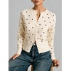 image:imageCHARTOU Women Polka Dot Cardigan Sweater Crewneck Button Down Long Sleeve Crop KnitwearBeige