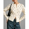 image:imageCHARTOU Women Polka Dot Cardigan Sweater Crewneck Button Down Long Sleeve Crop KnitwearBeige
