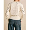 image:imageCHARTOU Women Polka Dot Cardigan Sweater Crewneck Button Down Long Sleeve Crop KnitwearBeige