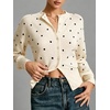 image:imageCHARTOU Women Polka Dot Cardigan Sweater Crewneck Button Down Long Sleeve Crop KnitwearBeige