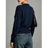 image:imageCHARTOU Women Polka Dot Cardigan Sweater Crewneck Button Down Long Sleeve Crop KnitwearNavy Blue