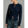 image:imageCHARTOU Women Polka Dot Cardigan Sweater Crewneck Button Down Long Sleeve Crop KnitwearNavy Blue