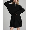 image:imageCHARTOU Women Sweater Skirt Sets 2 Pieces Outfits Half Zipper Pullover Sweater and Knit Pleated Mini SkirtBlack
