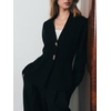 image:imageCHARTOU Women V Neck Cardigan Sweater Button Dwon Long Sleeve Cinched Waist Knitted Cardigan TopBlack
