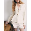 image:imageCHARTOU Women V Neck Cardigan Sweater Button Dwon Long Sleeve Cinched Waist Knitted Cardigan TopWhite