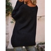 image:imageCHARTOU Women V Neck Off Shoulder Knit Sweater Fall Casual Heart Graphic Oversized Pullover Sweater JumpersBlack