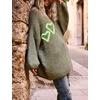 image:imageCHARTOU Women V Neck Off Shoulder Knit Sweater Fall Casual Heart Graphic Oversized Pullover Sweater JumpersGreen