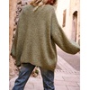 image:imageCHARTOU Women V Neck Off Shoulder Knit Sweater Fall Casual Heart Graphic Oversized Pullover Sweater JumpersGreen