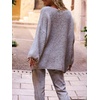 image:imageCHARTOU Women V Neck Off Shoulder Knit Sweater Fall Casual Heart Graphic Oversized Pullover Sweater JumpersGrey