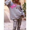 image:imageCHARTOU Women V Neck Off Shoulder Knit Sweater Fall Casual Heart Graphic Oversized Pullover Sweater JumpersGrey