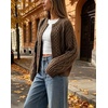image:imageCHARTOU Womens Cable Knit Cardigan Sweater Button Down Crewneck Long Sleeve Oversized Chunky Knit Cardigan Fall CoatBrown