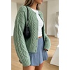 image:imageCHARTOU Womens Cable Knit Cardigan Sweater Button Down Crewneck Long Sleeve Oversized Chunky Knit Cardigan Fall CoatGreen