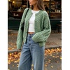 image:imageCHARTOU Womens Cable Knit Cardigan Sweater Button Down Crewneck Long Sleeve Oversized Chunky Knit Cardigan Fall CoatGreen