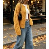 image:imageCHARTOU Womens Cable Knit Cardigan Sweater Button Down Crewneck Long Sleeve Oversized Chunky Knit Cardigan Fall CoatYellow