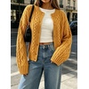 image:imageCHARTOU Womens Cable Knit Cardigan Sweater Button Down Crewneck Long Sleeve Oversized Chunky Knit Cardigan Fall CoatYellow
