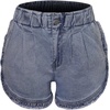 image:imageCHARTOU Womens Casual Elastic Waist Ripped Tassel Frayed Denim Shorts Zip Up Lounge Jean ShortsLight Blue