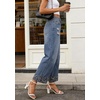 image:imageCHARTOU Womens High Waisted Wide Leg Jeans Pants Floral Print Cuffs Distressed Cropped Ankle Length Denim PantsBlue