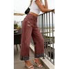 image:imageCHARTOU Womens High Waisted Wide Leg Jeans Pants Floral Print Cuffs Distressed Cropped Ankle Length Denim PantsRed