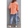 image:imageCHARTOU Womens Oversized Distressed Button Down Shacket Fringe Denim Jean JacketOrange