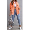 image:imageCHARTOU Womens Oversized Distressed Button Down Shacket Fringe Denim Jean JacketOrange