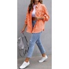 image:imageCHARTOU Womens Oversized Distressed Button Down Shacket Fringe Denim Jean JacketOrange