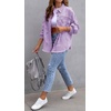 image:imageCHARTOU Womens Oversized Distressed Button Down Shacket Fringe Denim Jean JacketPurple