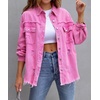 image:imageCHARTOU Womens Oversized Distressed Button Down Shacket Fringe Denim Jean JacketRose
