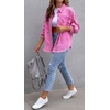 image:imageCHARTOU Womens Oversized Distressed Button Down Shacket Fringe Denim Jean JacketRose