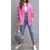 image:imageCHARTOU Womens Oversized Distressed Button Down Shacket Fringe Denim Jean JacketRose