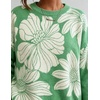 image:imageCHARTOU Womens Oversized Floral Print Crewneck Sweater Casual Long Sleeve Knit Pullover Jumper for Fall Winter Daily WearGreen