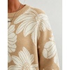 image:imageCHARTOU Womens Oversized Floral Print Crewneck Sweater Casual Long Sleeve Knit Pullover Jumper for Fall Winter Daily WearKhaki