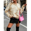 image:imageCHARTOU Womens Oversized Floral Print Crewneck Sweater Casual Long Sleeve Knit Pullover Jumper for Fall Winter Daily WearKhaki
