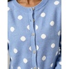 image:imageCHARTOU Womens Polka Dot Cardigan Sweater Lightweight Crew Neck Button Down Cropped Knit Cardigan Tops for FallBlue