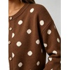 image:imageCHARTOU Womens Polka Dot Cardigan Sweater Lightweight Crew Neck Button Down Cropped Knit Cardigan Tops for FallBrown
