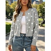 image:imageCHARTOU Womens Polka Dot Cardigan Sweater Lightweight Crew Neck Button Down Cropped Knit Cardigan Tops for FallGrey