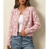 image:imageCHARTOU Womens Polka Dot Cardigan Sweater Lightweight Crew Neck Button Down Cropped Knit Cardigan Tops for FallPink
