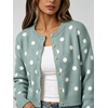 image:imageCHARTOU Womens Polka Dot Cardigan Sweater Lightweight Crew Neck Button Down Cropped Knit Cardigan Tops for FallSage Green