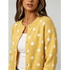 image:imageCHARTOU Womens Polka Dot Cardigan Sweater Lightweight Crew Neck Button Down Cropped Knit Cardigan Tops for FallYellow