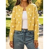 image:imageCHARTOU Womens Polka Dot Cardigan Sweater Lightweight Crew Neck Button Down Cropped Knit Cardigan Tops for FallYellow