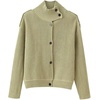 image:imageCHARTOU Womens Ribbed Knit Cardigan Sweater Stand Collar Button Down Oversized Chunky Knit Jacket Coat for Fall WinterGreen