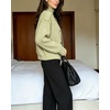 image:imageCHARTOU Womens Ribbed Knit Cardigan Sweater Stand Collar Button Down Oversized Chunky Knit Jacket Coat for Fall WinterGreen