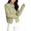 image:imageCHARTOU Womens Ribbed Knit Cardigan Sweater Stand Collar Button Down Oversized Chunky Knit Jacket Coat for Fall WinterGreen
