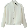 image:imageCHARTOU Womens Ribbed Knit Cardigan Sweater Stand Collar Button Down Oversized Chunky Knit Jacket Coat for Fall WinterWhite