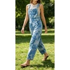 image:imageCHARTOU Womens Tie Dye Denim Overalls Loose Fit Barrel Leg Crop Pants Summer Casual Adjustable Straps Bib Jean JumpsuitBlue