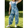 image:imageCHARTOU Womens Tie Dye Denim Overalls Loose Fit Barrel Leg Crop Pants Summer Casual Adjustable Straps Bib Jean JumpsuitBlue