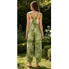 image:imageCHARTOU Womens Tie Dye Denim Overalls Loose Fit Barrel Leg Crop Pants Summer Casual Adjustable Straps Bib Jean JumpsuitGreen